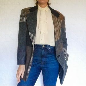 80s/90s Tweed Patchwork Structured Blazer Jacket
